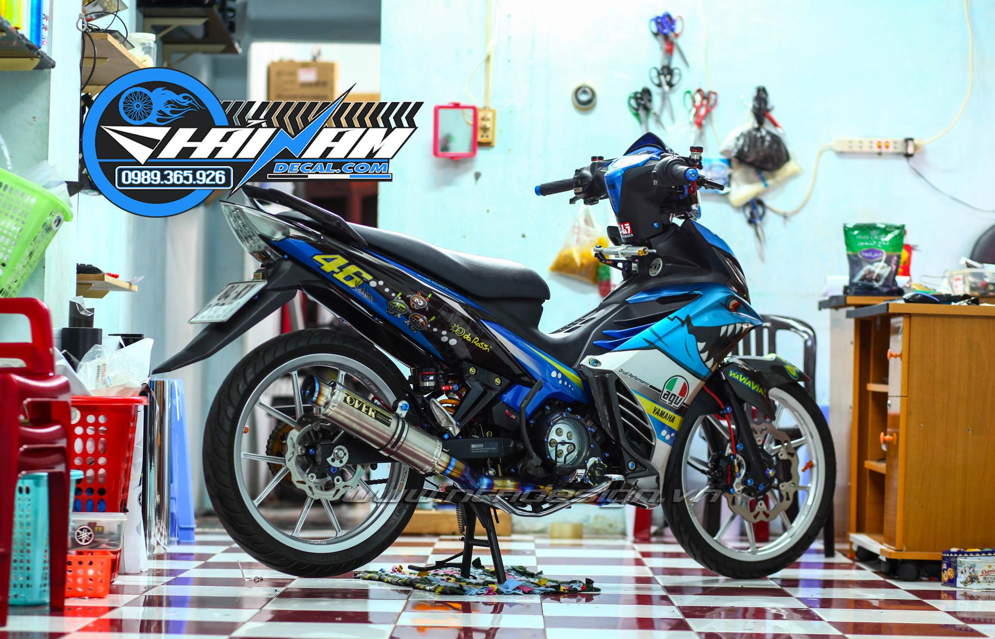 Tem trùm exciter 135 xanh bạc cá mập