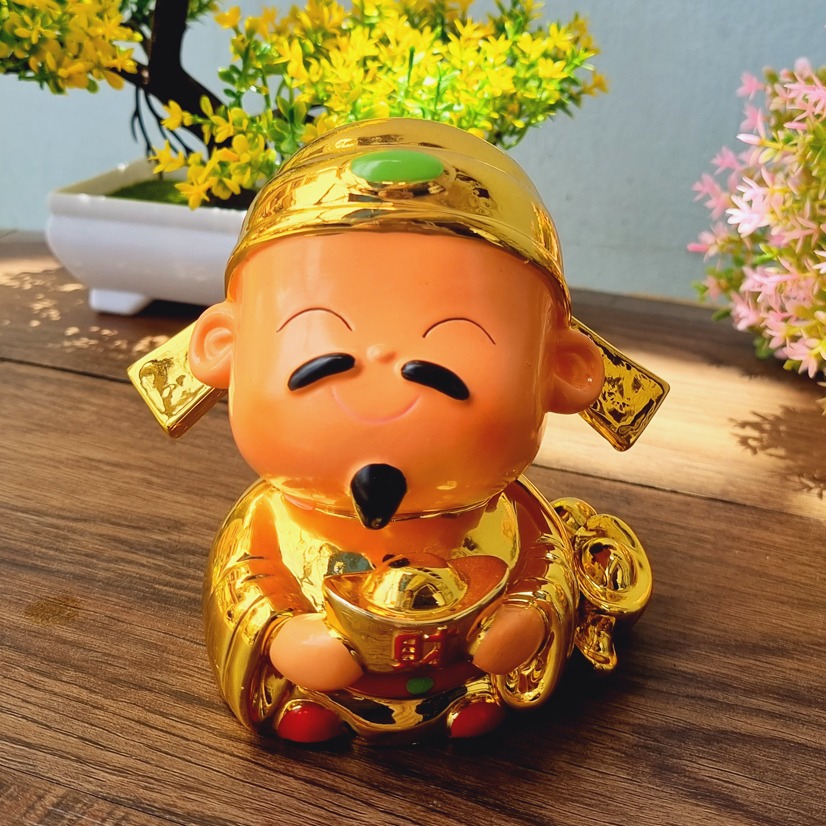Tượng Thần Tài chibi size 10cm tròn đầy nước xi cao cấp