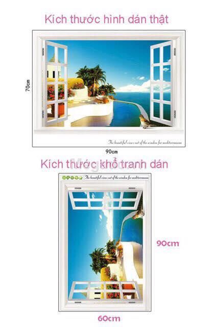 decal dán tường khung cửa sổ tím