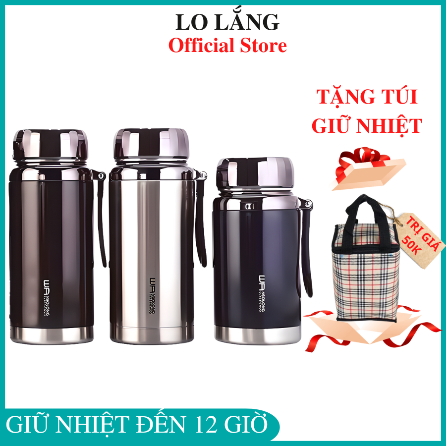 [TẶNG TÚI] Bình giữ nhiệt inox 304 kim cương dung tích 1000ml  2 lớp cách nhiệt giữ nóng lạnh cả ngày cao cấp