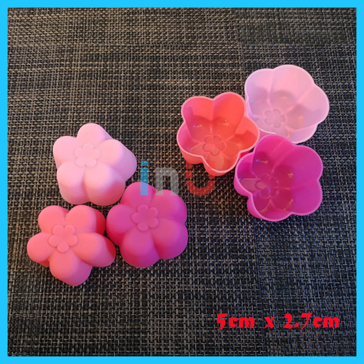 HCM - Combo 5 khuôn silicon cupcake hình hoa 5cm