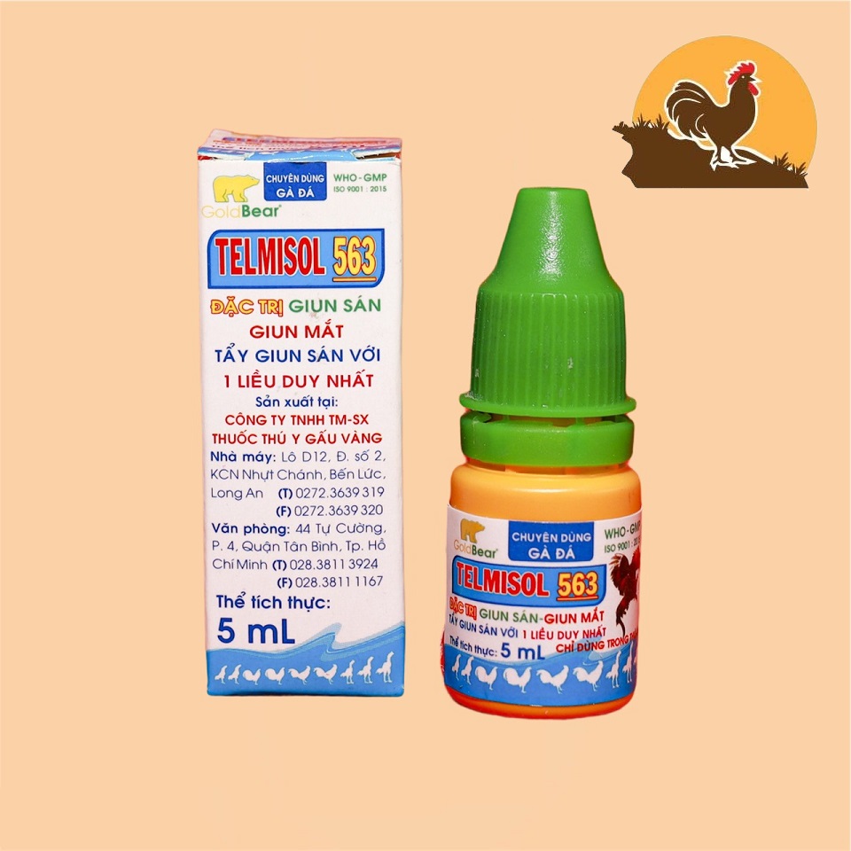 TELMISOL 563 Thuốc tẩy giun sán, giun mắt gà đá 5ML