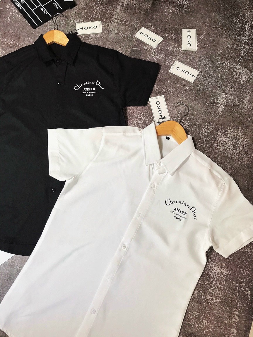 Áo sơ mi nam cao cấp áo sơ mi ngắn tay in  trước sau chất lụa đẹp vải mềm mịn thoáng mát như hình