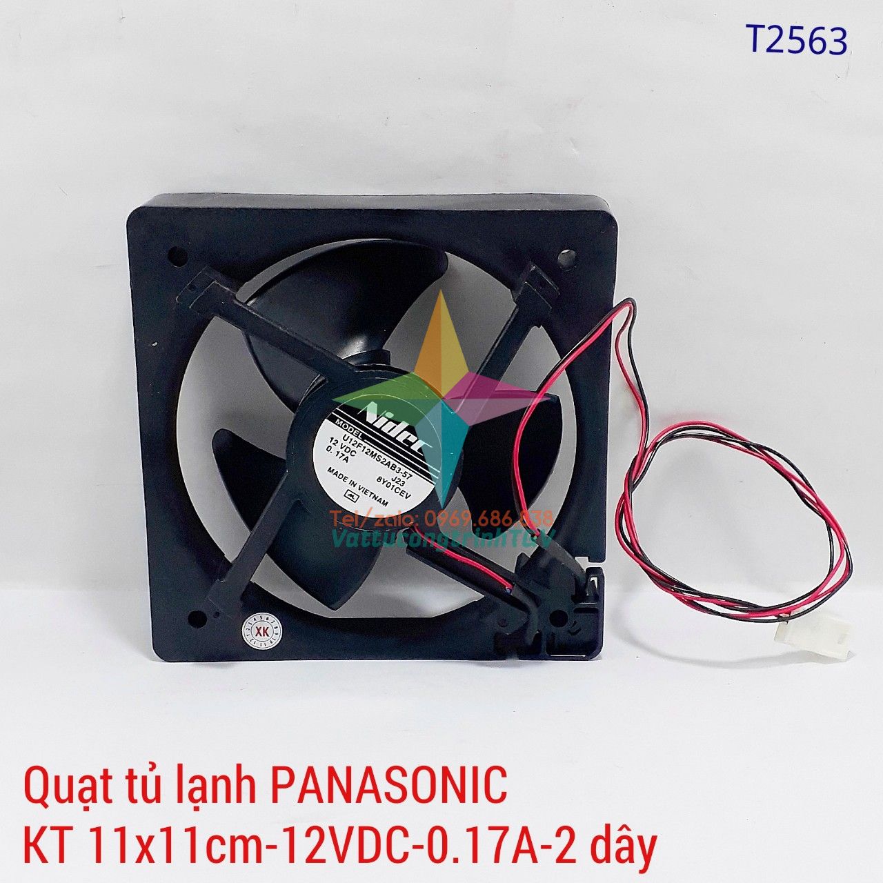 Quạt tủ lạnh PANASONIC KT11cmx11cm-12VDC-0.17A- 2 dây-3 cánh