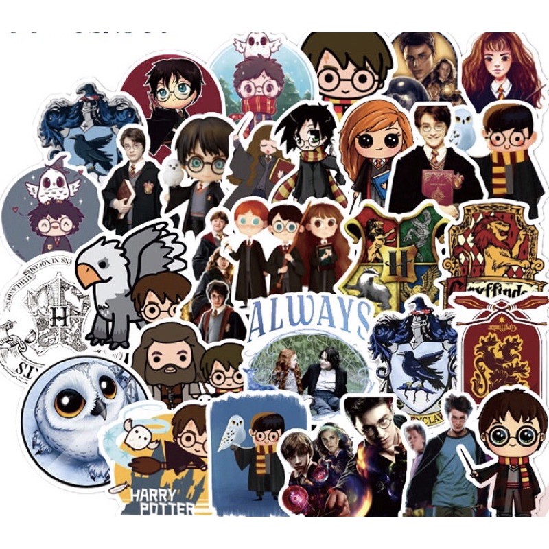 Combo 30-60 sticker harry postter decal ép lụa bóc dán/ hình dán harry postter