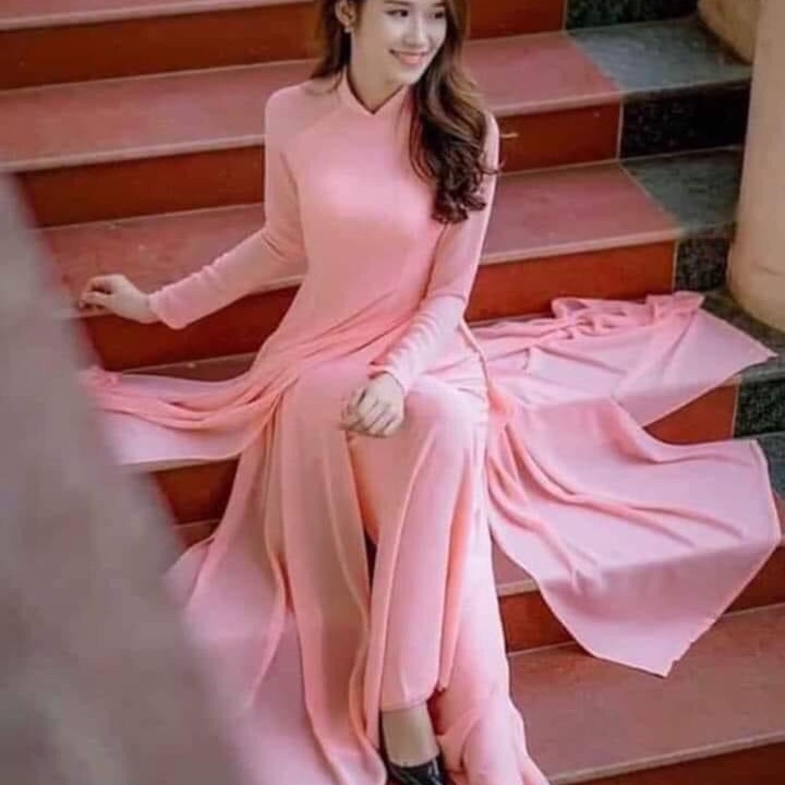 Áo dài chiffon 4 tà màu hồng