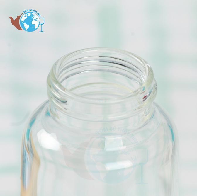 [HCM]Bình Thuỷ Tinh Đựng Nước 300ML Dây Xách NẮP XÁM