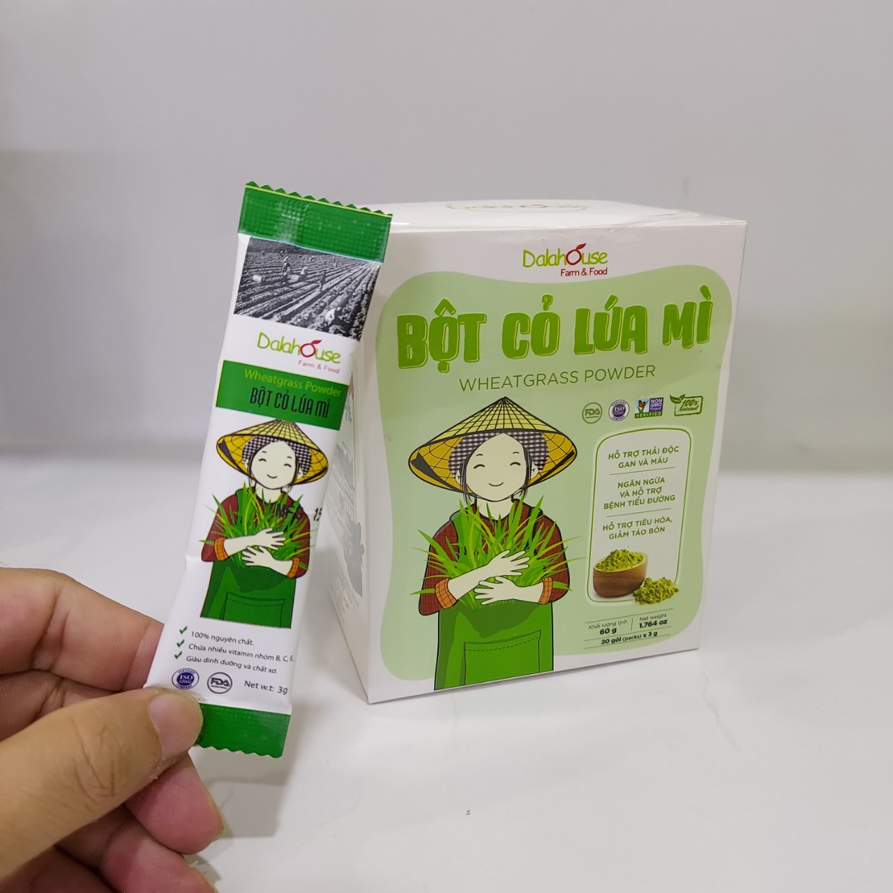 Bột cỏ lúa mì nguyên chất thải độc gan Dalahouse 60g (3g x 20 gói)