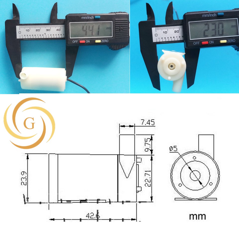 Máy bơm chìm mini 3-5v dc - bơm mini hồ cá