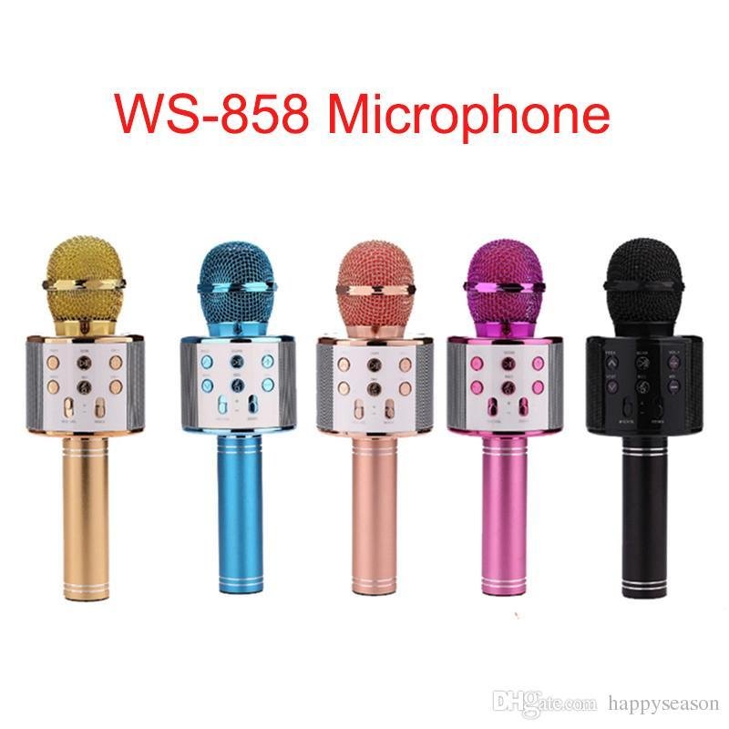 Micro Hát Karaoke Bluetooth Không Dây WS-858，Kèm loa Âm vang Ấm mic hát karaoke cầm tay mini micro hát trên xe hơi mic hát , loa bluetooth mini giá rẻ