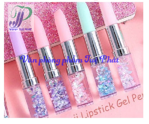Combo 2 cây bút gel mực xanh hình son môi