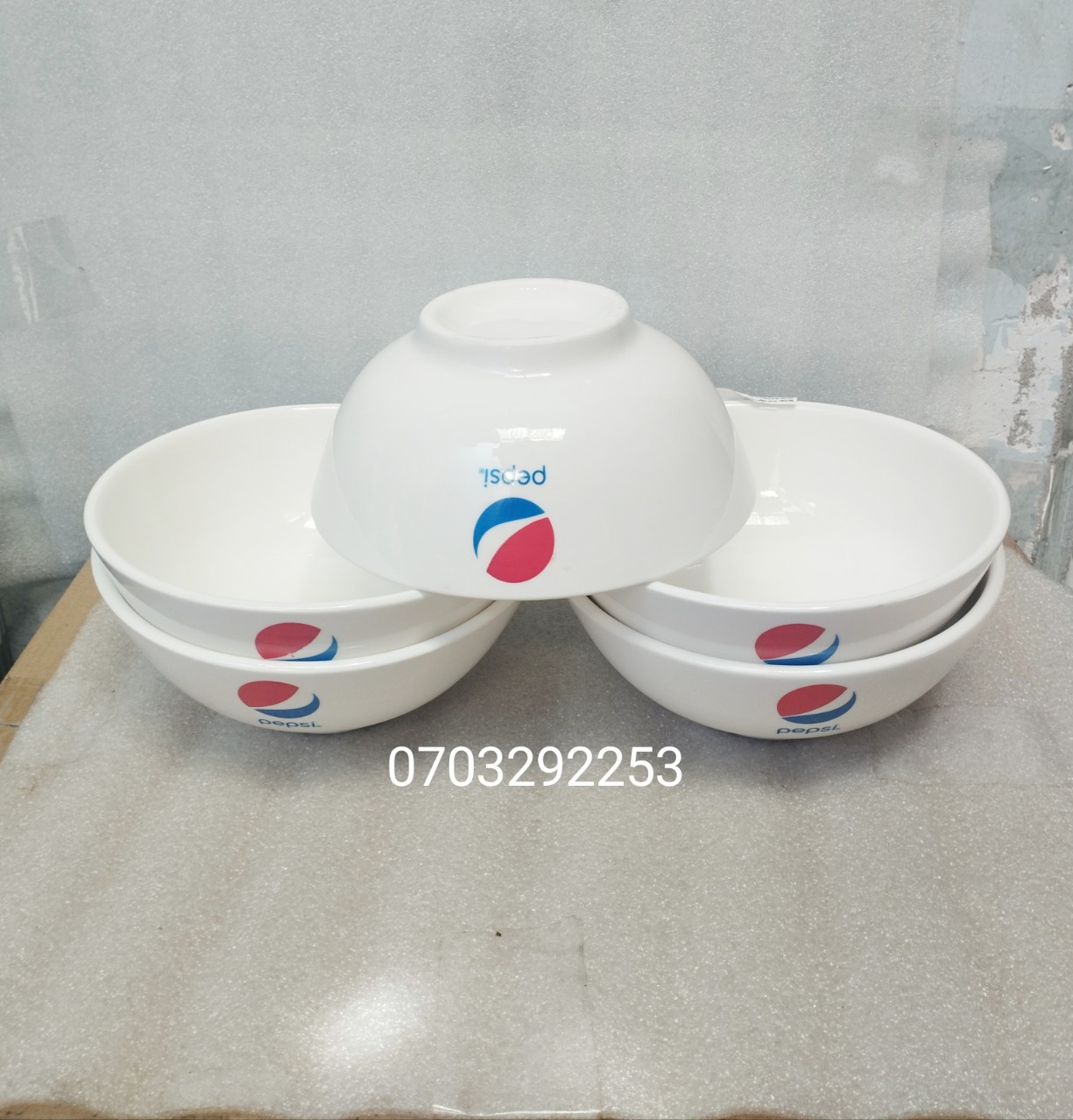 combo 2 cái tô sứ trắng 18cm logo pepsi