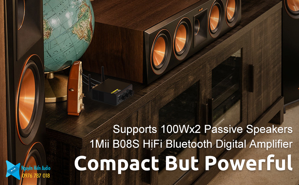 Bộ khuếch đại âm thanh Blutooth 5.0 amply 1Mii B08 Plus(Tặng kèm 4 jack bắp chuối monter)