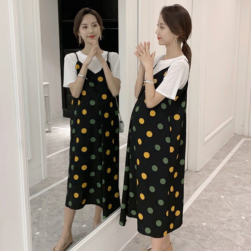 Sản phẩm dành cho bà bầu mùa thu / mùa đông Kích thước lớn Váy yếm dành cho  bà bầu dài Váy dài Hàn Quốc váy bầu | Tàu Tốc Hành |