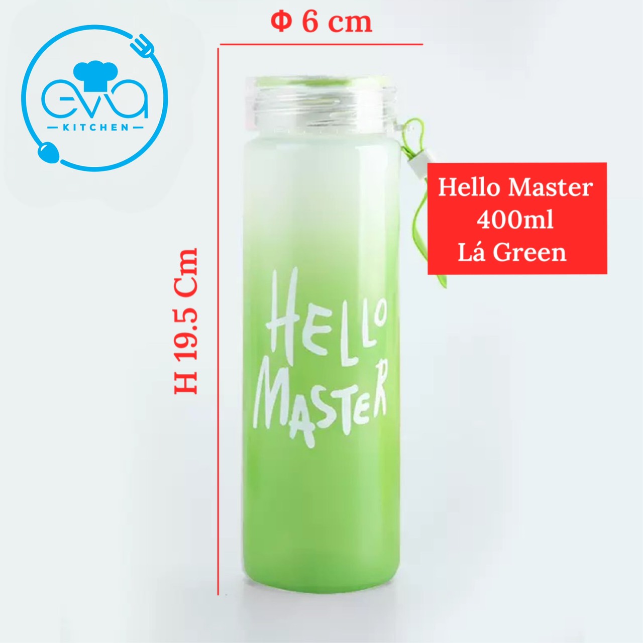 Hello Master Gradient Glass Water Bottle 450ml – Korean Matte Body Pastel Color