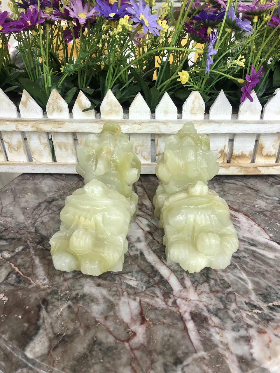 Cặp tỳ hưu đá ngọc Pakistan - Dài 12 cm