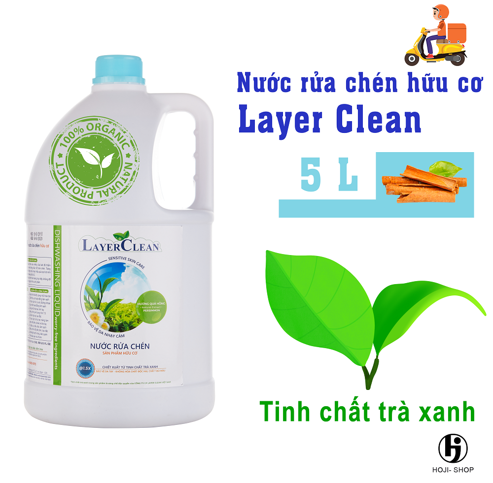 Nước Rửa Chén Bát Hữu Cơ Layer Clean Hương Quế Can 5L