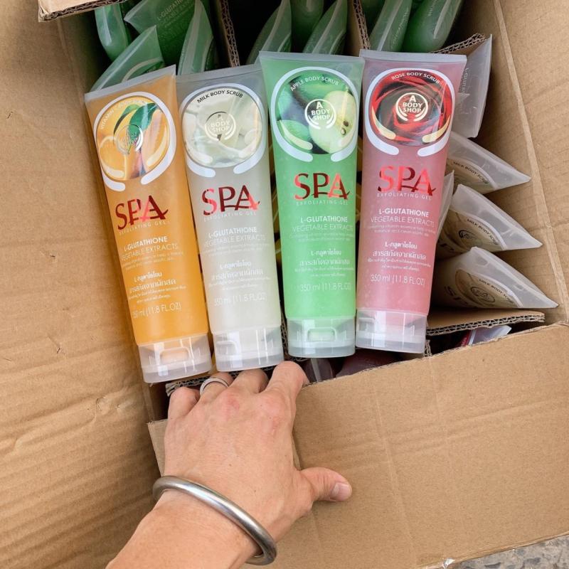 Gel tẩy tế bào chết body Spa 350ml, Kem tẩy da chết hương trái cây, Tẩy da chết toàn thân dạng gel loại bỏ da chết hiệu quả