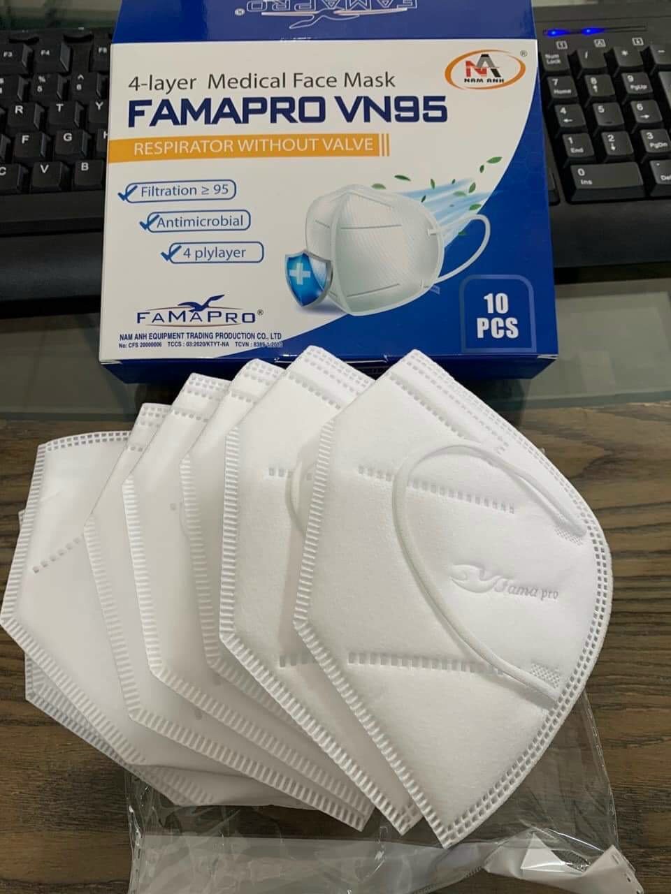 Combo 10 hộp khẩu trang n95 y tế kháng khuẩn 4 lớp famapro donafa