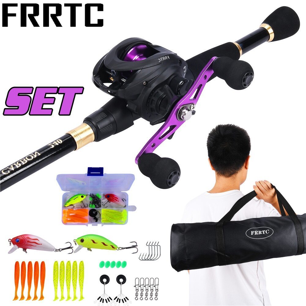 FRRTC Bộ Cần Câu Máy Câu Cá Combo Cần Câu Cá Với Máy Câu Ngang Để Câu Cá