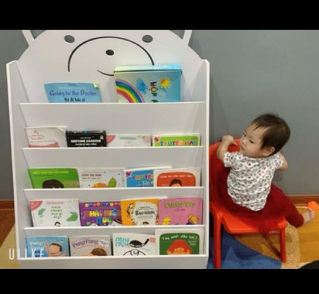Kệ sách hình gấu cho bé full bộ kèm vít bắt