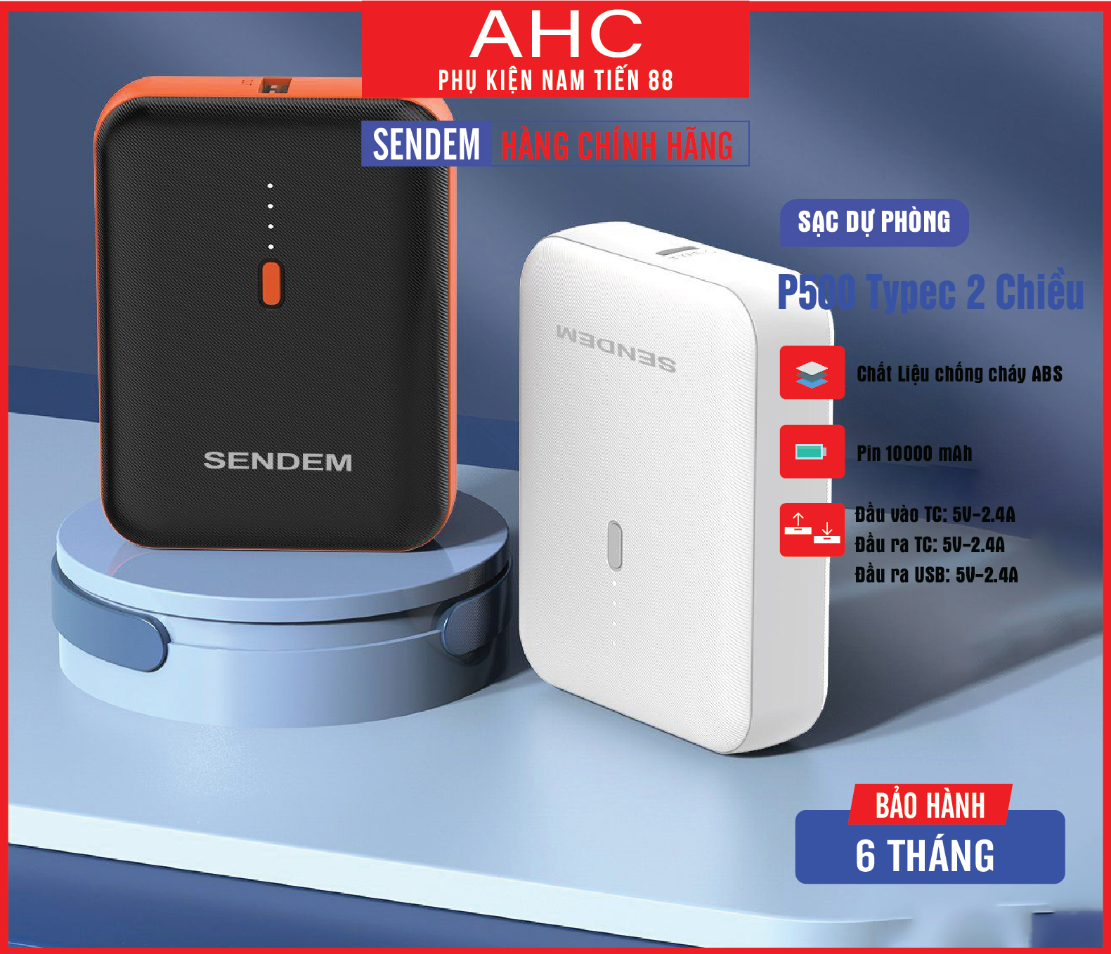 Sac dự phòng mini P500 typeC 2 chiều 10000mah