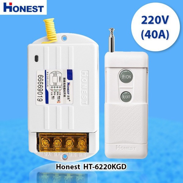Bộ công tắc điều khiển tắt mở thiết bị điện từ xa công suất lớn Honest HT-6220KG-1 khoảng cách 1KM (40A-220V)