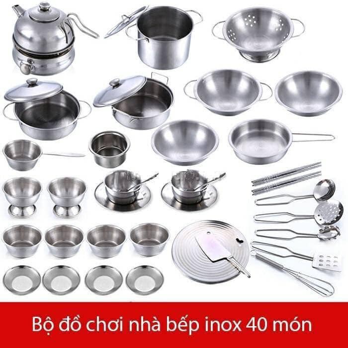 Bộ đồ chơi nấu ăn inox 40 món cho bé
