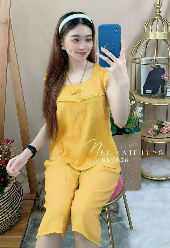 Đồ bộ mặc nhà kate lụa dễ thương hình trơn