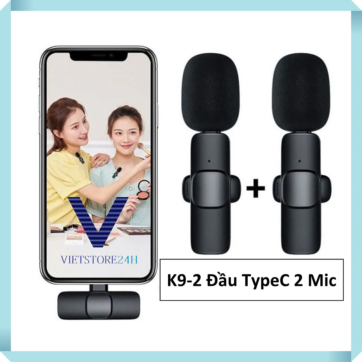 Micro, mic thu âm k9 pro cho điện thoại làm youtuber, vlog, livestream . mic thu âm youtuber k9 pro type-c . gấumẹ store