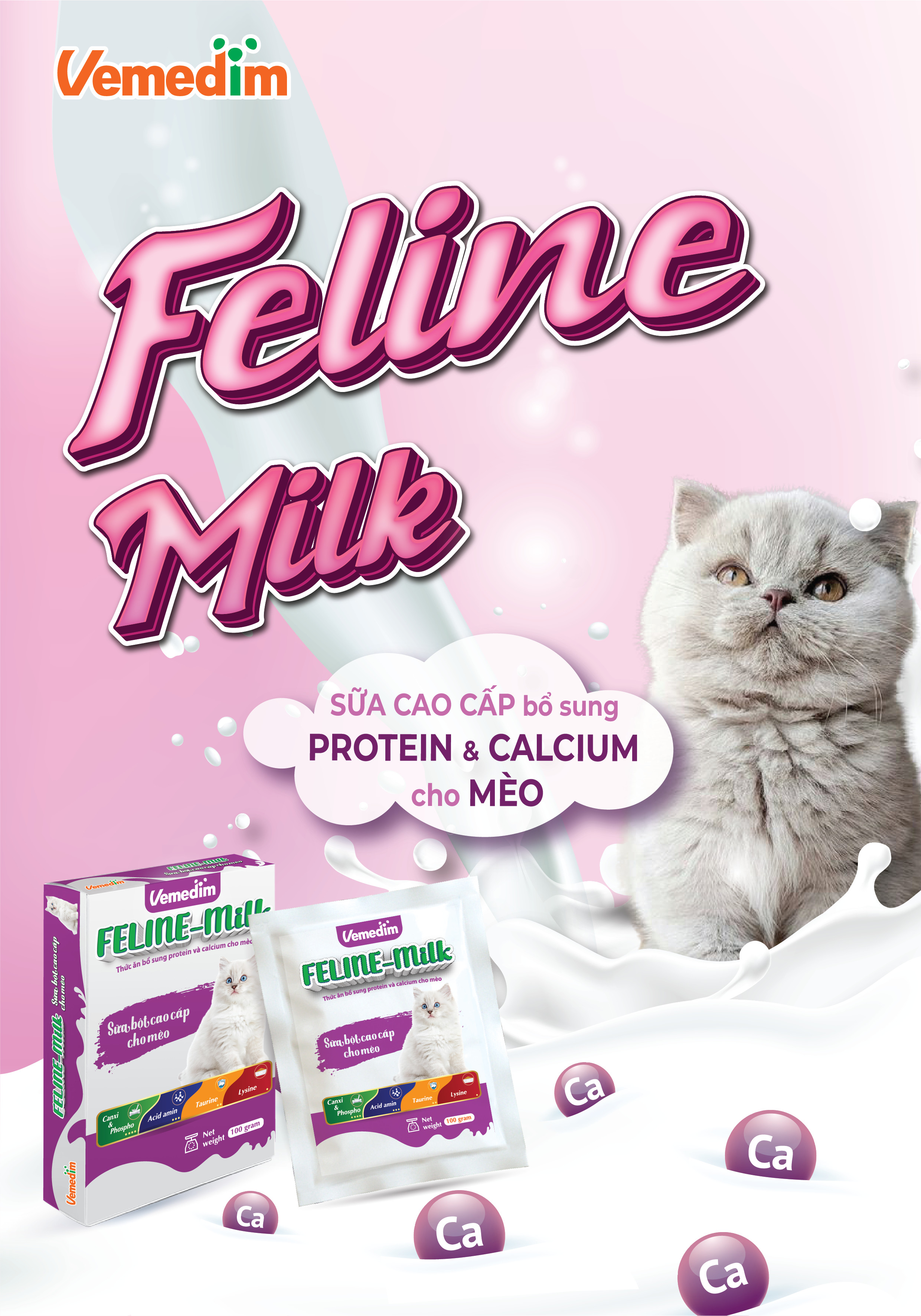 Sữa bột cho mèo Vemedim Feline Milk 100g