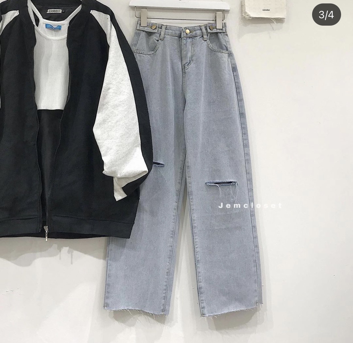 BAGGY JEANS ỐNG SUÔNG ĐAI NÚT RÁCH PT🌞