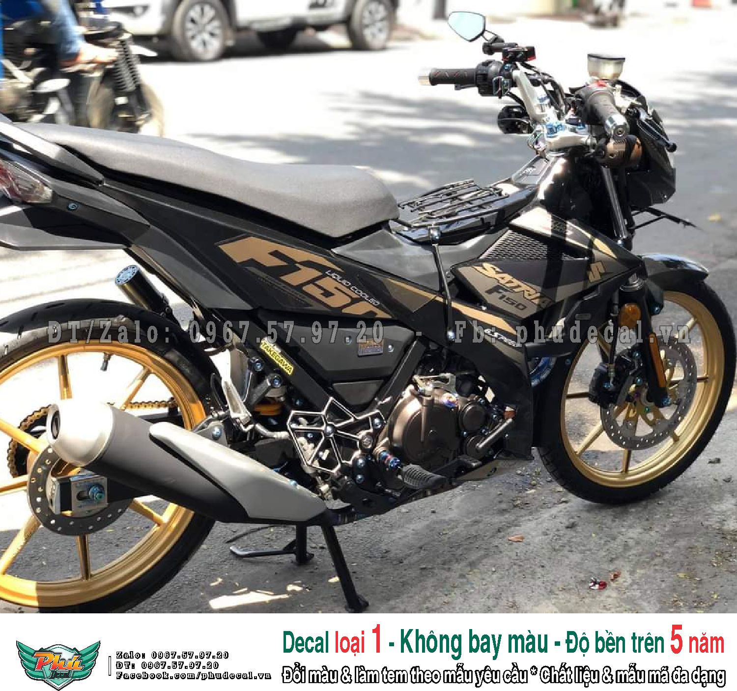 Tem rời Satria đen vàng đồng