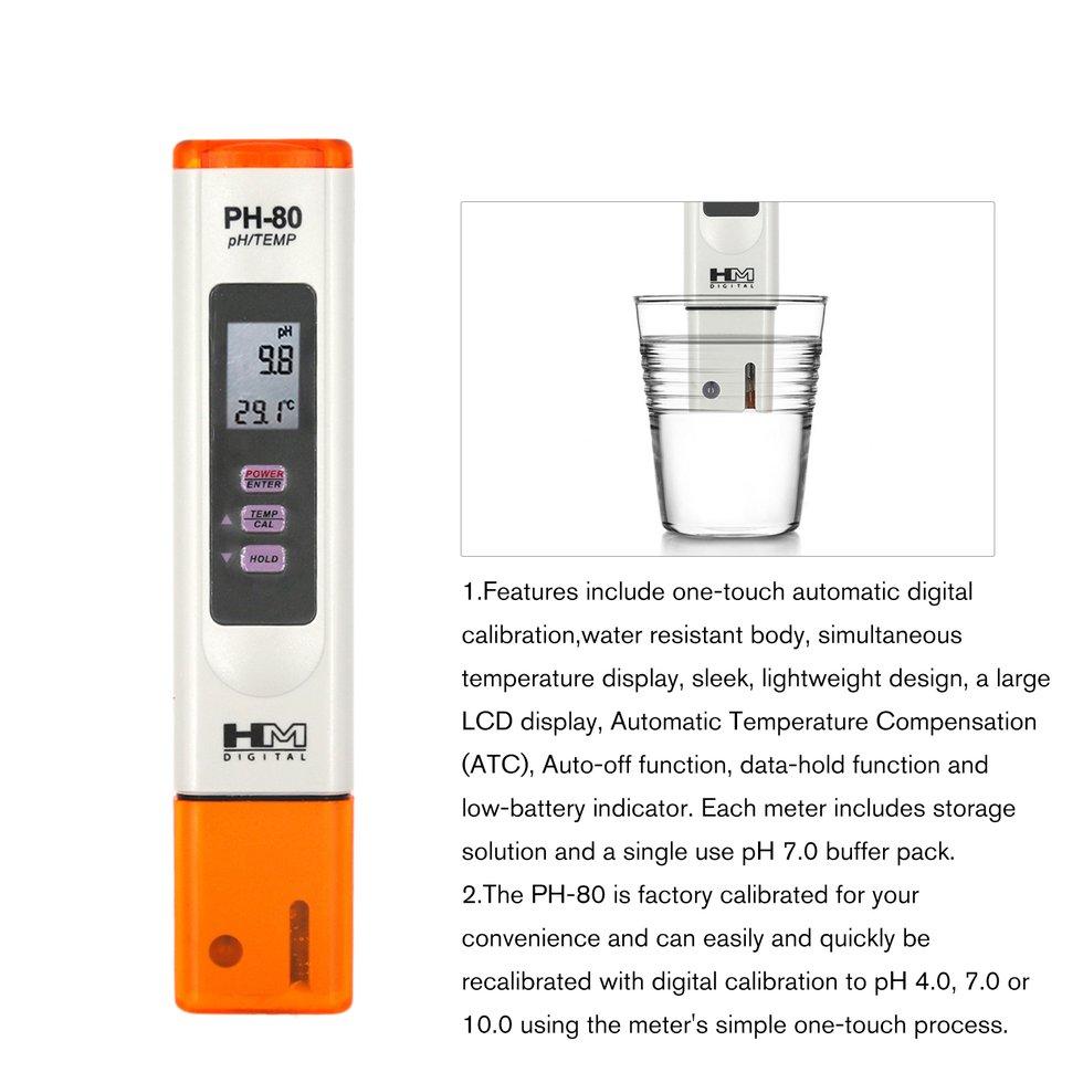Máy đo PH nước PH 80 đo pH bể cá, ao nuôi thuỷ sản kèm dung dịch chuẩn PH