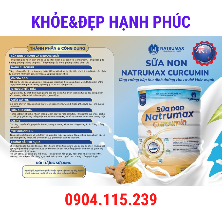 [Có bảo hành] Sữa non NATRUMAX CURCUMIN – Trọng lượng 800gr