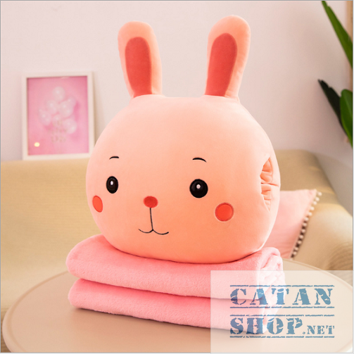 [HCM]GỐI MỀN 3 in 1 hình thú cute Khỉ Ếch Thỏ Sư tử thun 4 chiều siêu mịn bộ chăn gối văn phòng gấu bông kèm mền GM75-GMMat
