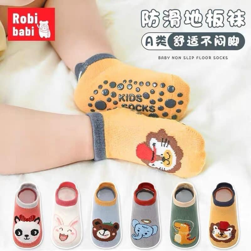 Lố 10 đôi tất chống trượt cổ cao, cổ thấp hình thú cho bé