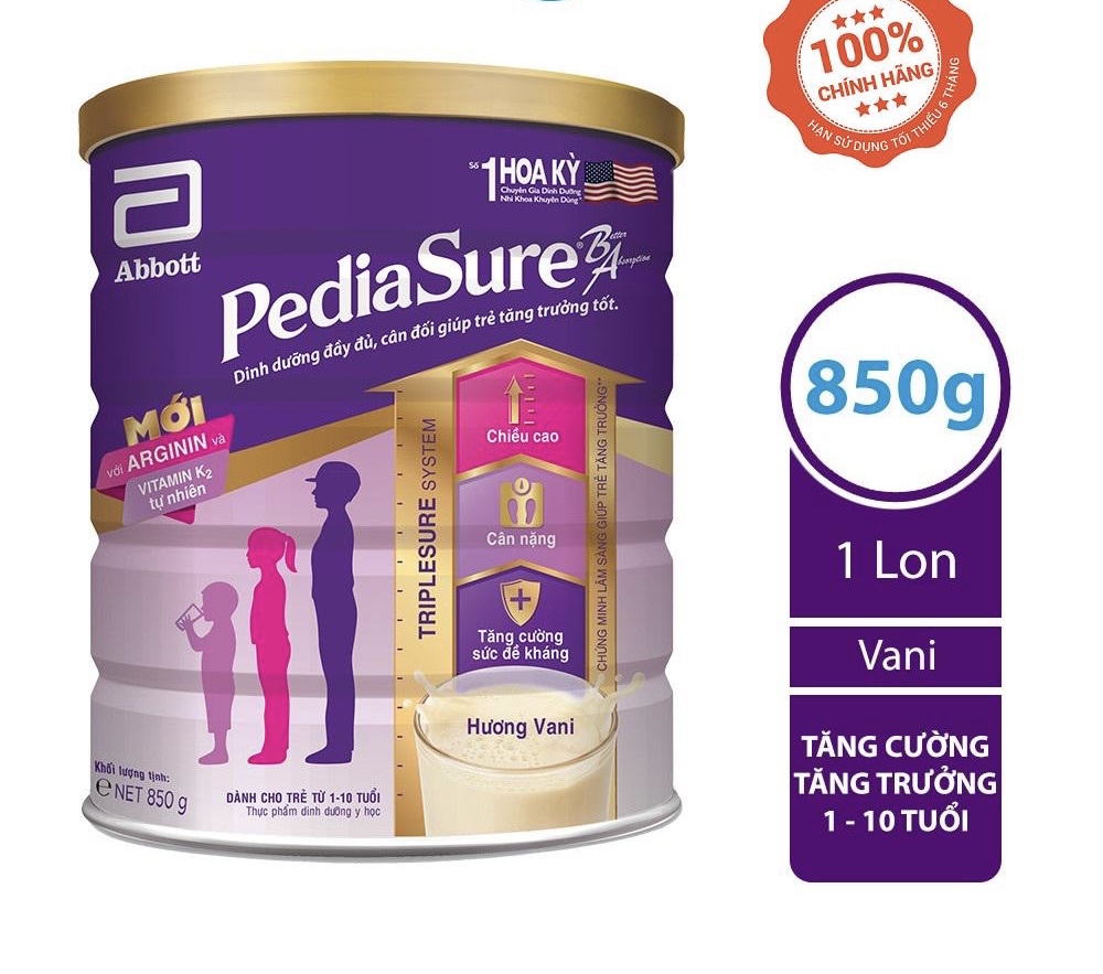 (Com bo 2 non)Sữa bột Pediasure 850g hương vani