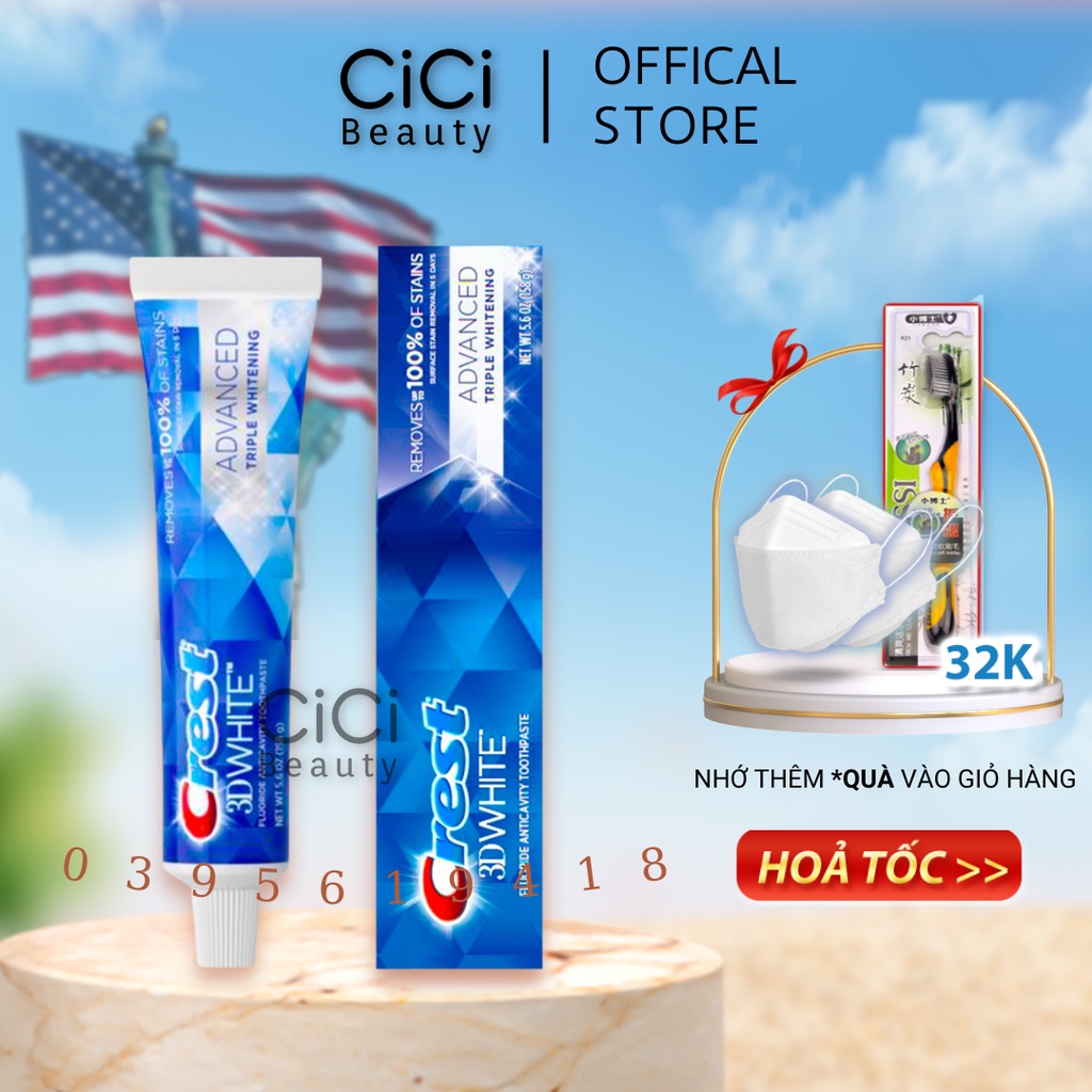 [Nhập RAISINGSTAR18, giảm 30k cho đơn 99k]Combo 3 tuýp kem đánh răng crest 3D White Brilliance - 3 pack