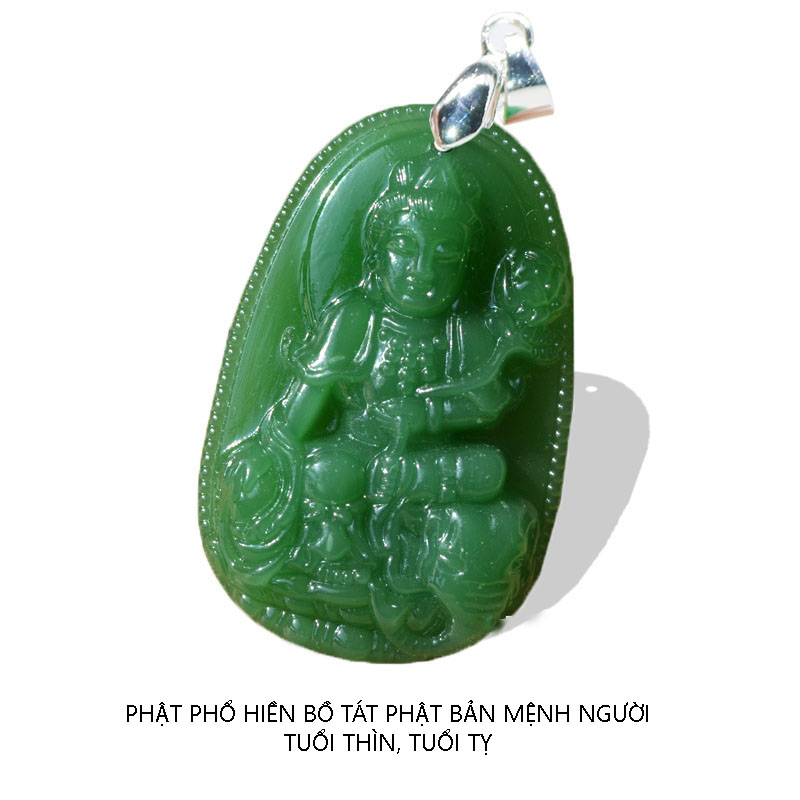 Bản mệnh 12 Tuổi size 4.7cm x 3cm - KÈM móc khuyên - Mặt dây chuyền phật bản mệnh - Cầu tài lộc - sức khỏe - may mắn