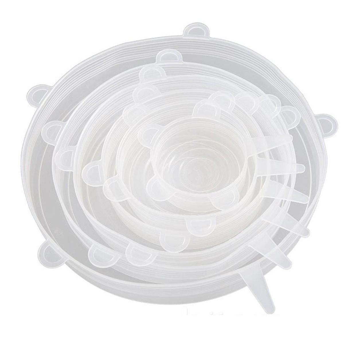 Set 6 miếng silicon bọc miệng cốc, miệng bát bảo quản thực phẩm để tủ lạnh