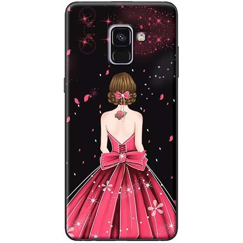 Ốp lưng samsung a8 2018 cô gái váy hồng