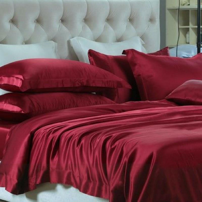 Bộ 5 món chăn ga gối phi lụa lan pham bedding hàng loại 1 mát mịn - đỏ đô
