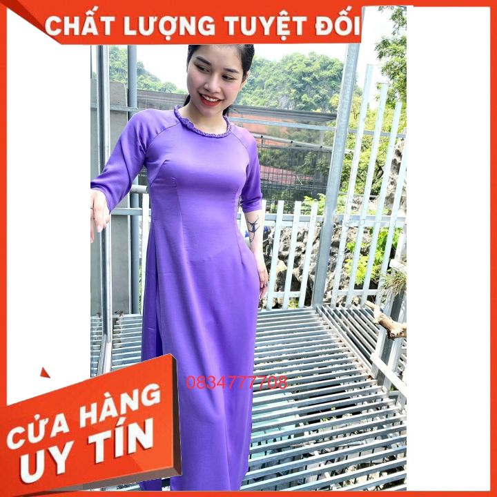 Áo Dài Lụa Tây Thi Cao Cấp Cổ Tròn Tết