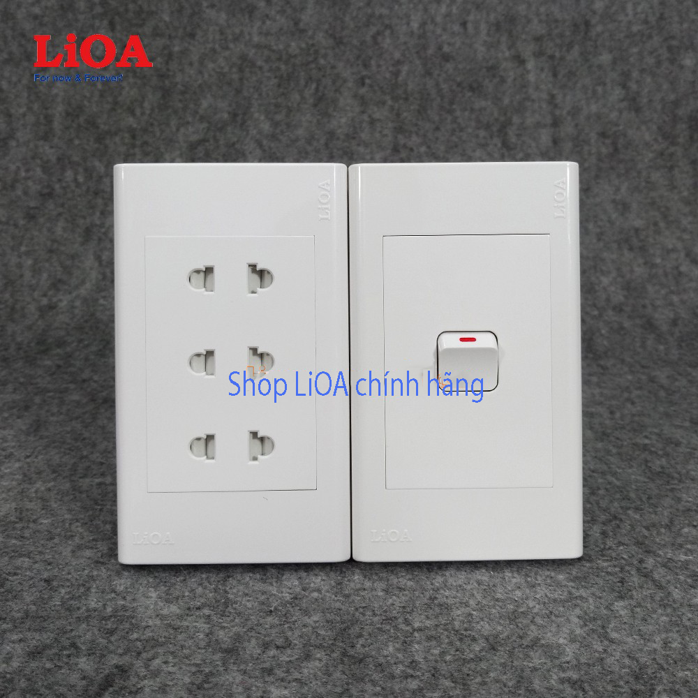 [Lắp nổi] Combo ổ cắm điện ba 2 chấu 16A (3520W) + 1 công tắc điện LiOA - Lắp nổi