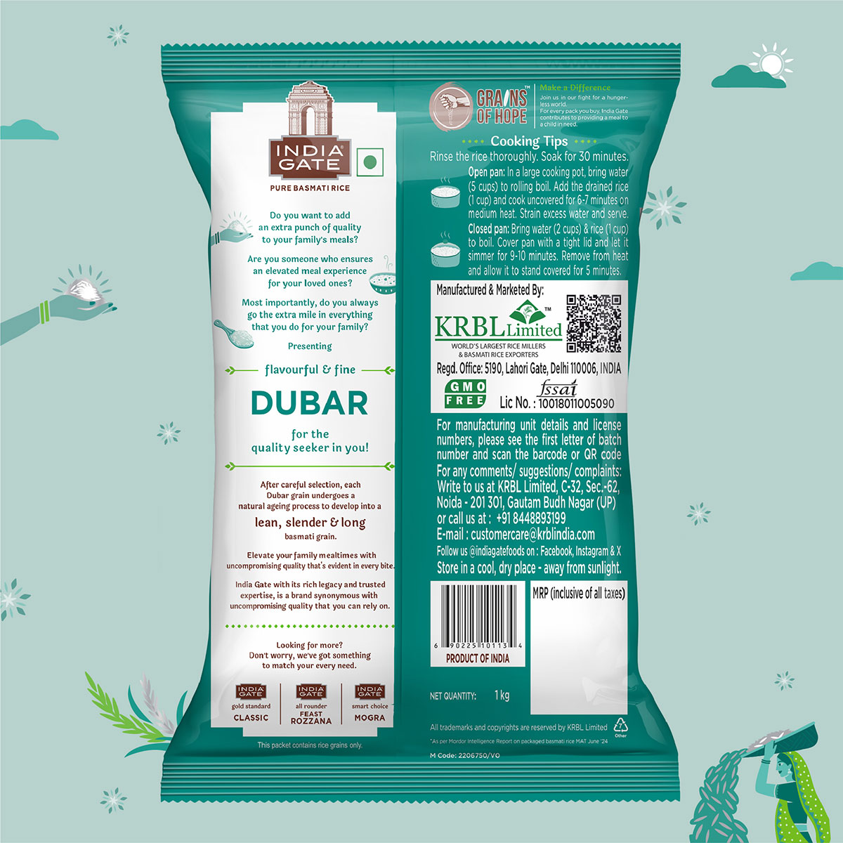 Gạo Ấn Độ INDIA GATE Basmati Rice Dubar 1kg