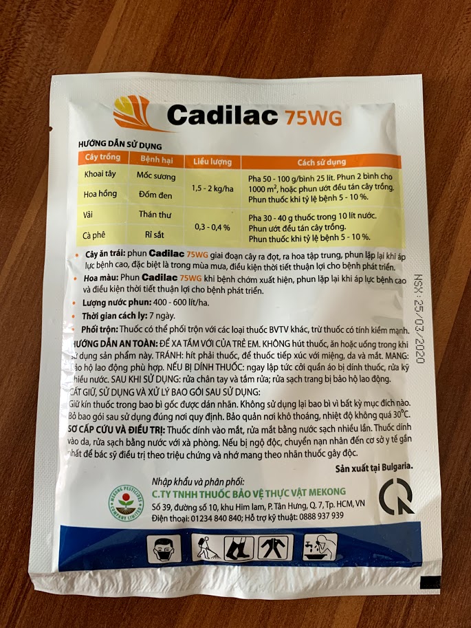 Thuốc trừ bệnh cây trồng Cadilac 75WG 100gr