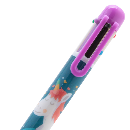 [HCM]Bút Bi Bấm 6 Màu - Hình Unicorn - Màu Tím