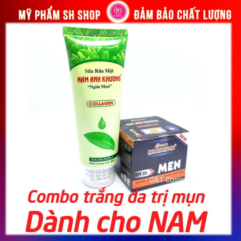 Combo kem và sữa rửa mặt cho Nam dưỡng trắng mụn thâm sẹo NAK nhập khẩu