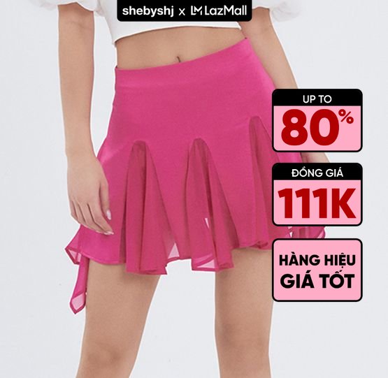 Chân váy lụa SheByShj màu hồng - Pinky Skirt